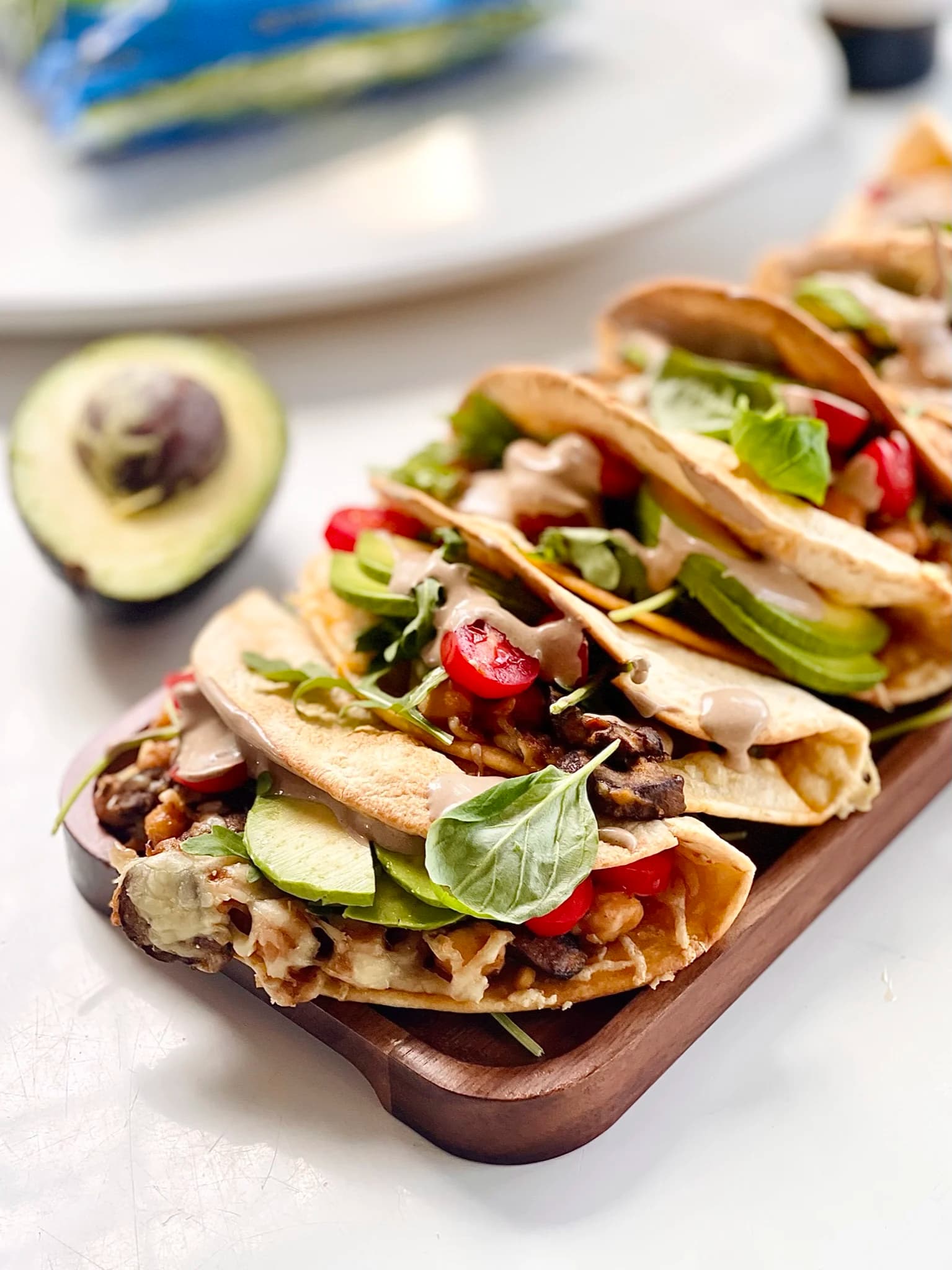 Picture for Chickpea Mushroom Flatbread Wraps with Black Garlic Aioli