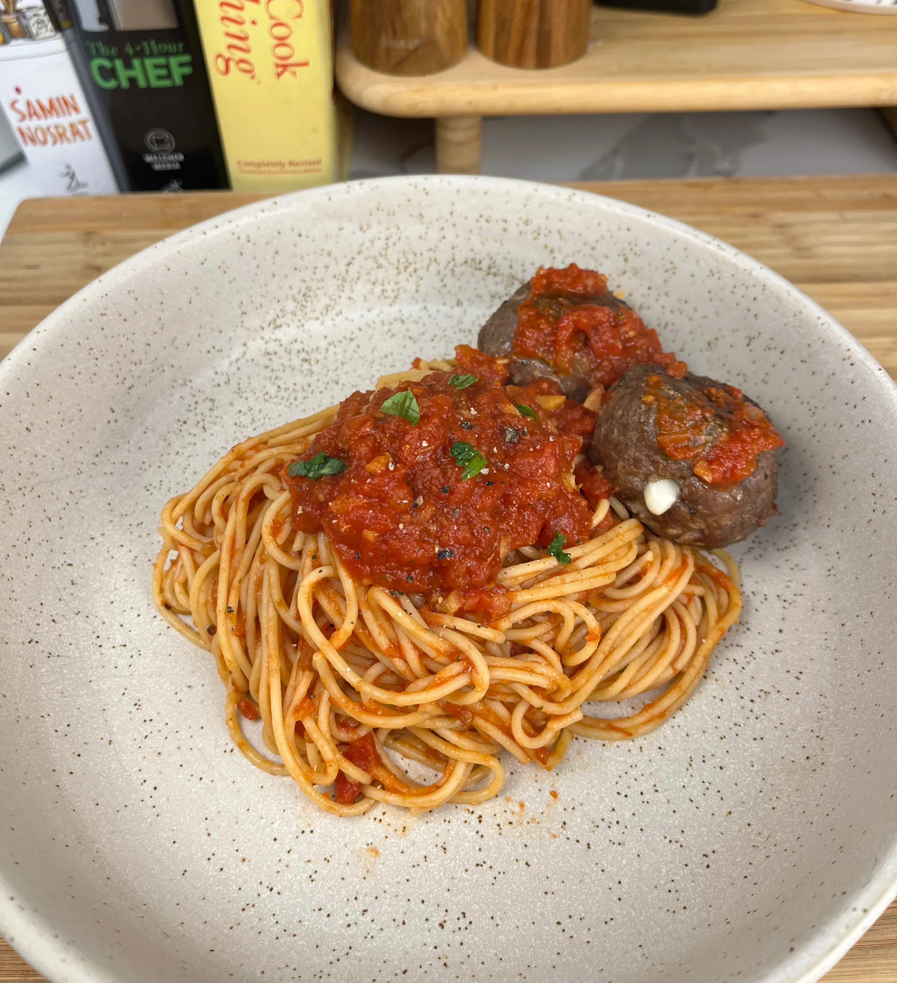 Picture for Sunday Sauce with Mozzarella Stuffed Meatballs 