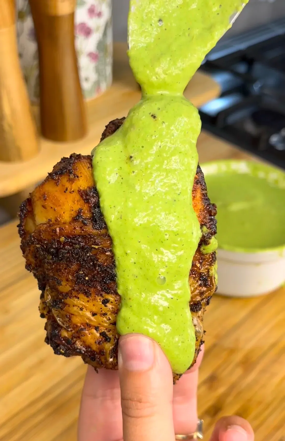 Picture for Chicken Thighs w/ Poblano Sauce 