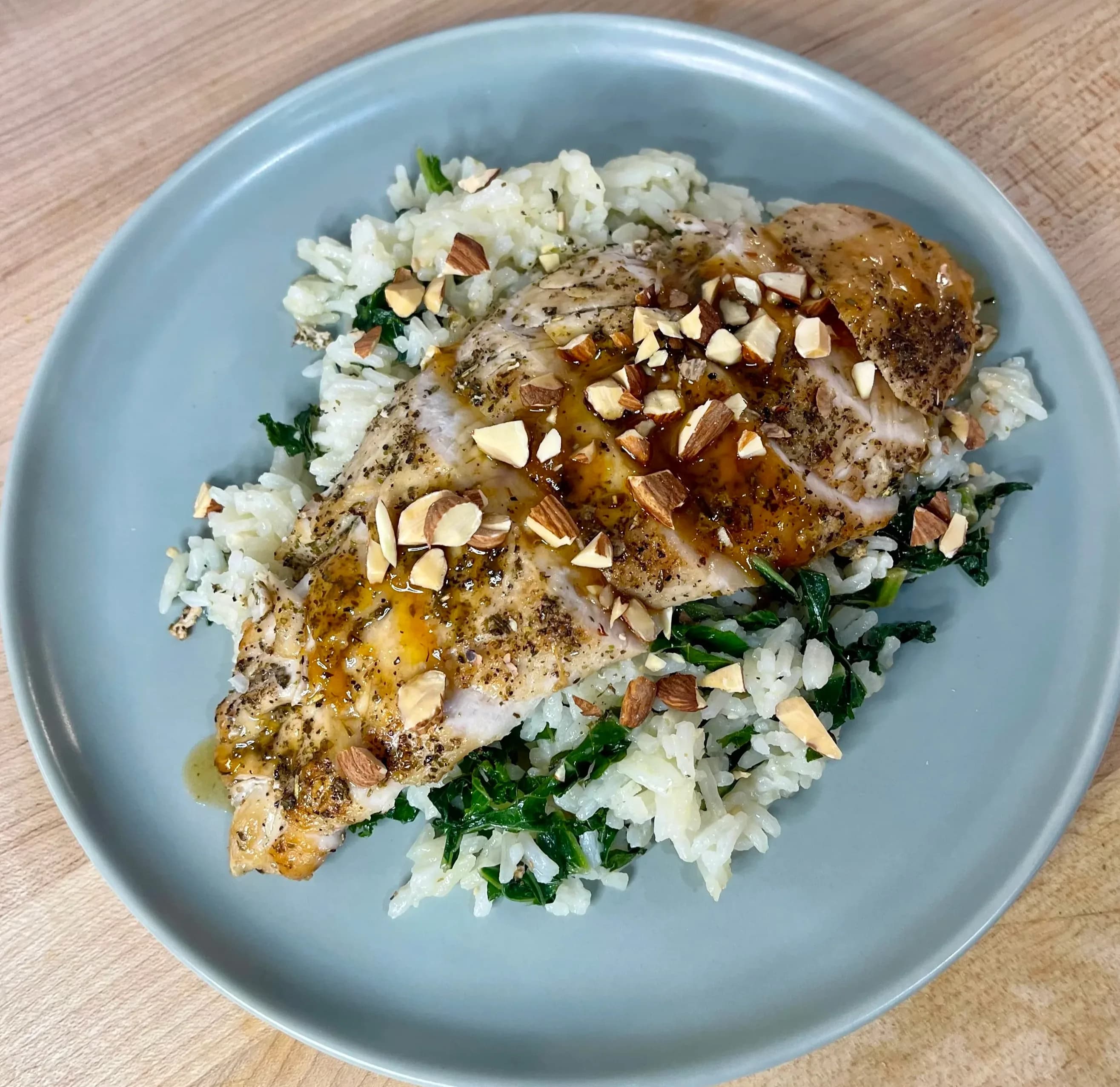 Picture for Apricot Chicken w/ Garlic Kale Rice