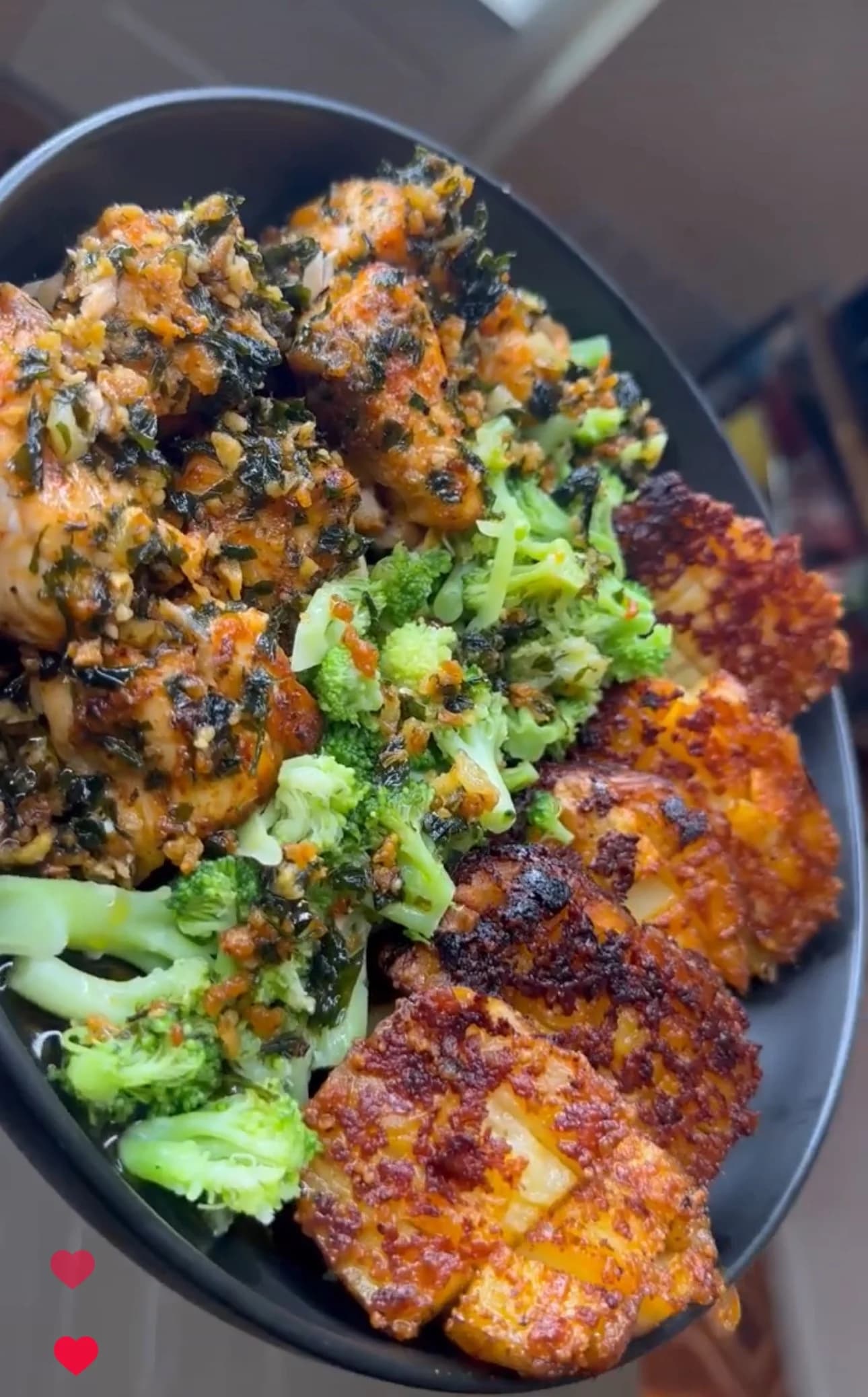 Garlic Parm Salmon Bites & Parm crusted potatoes 