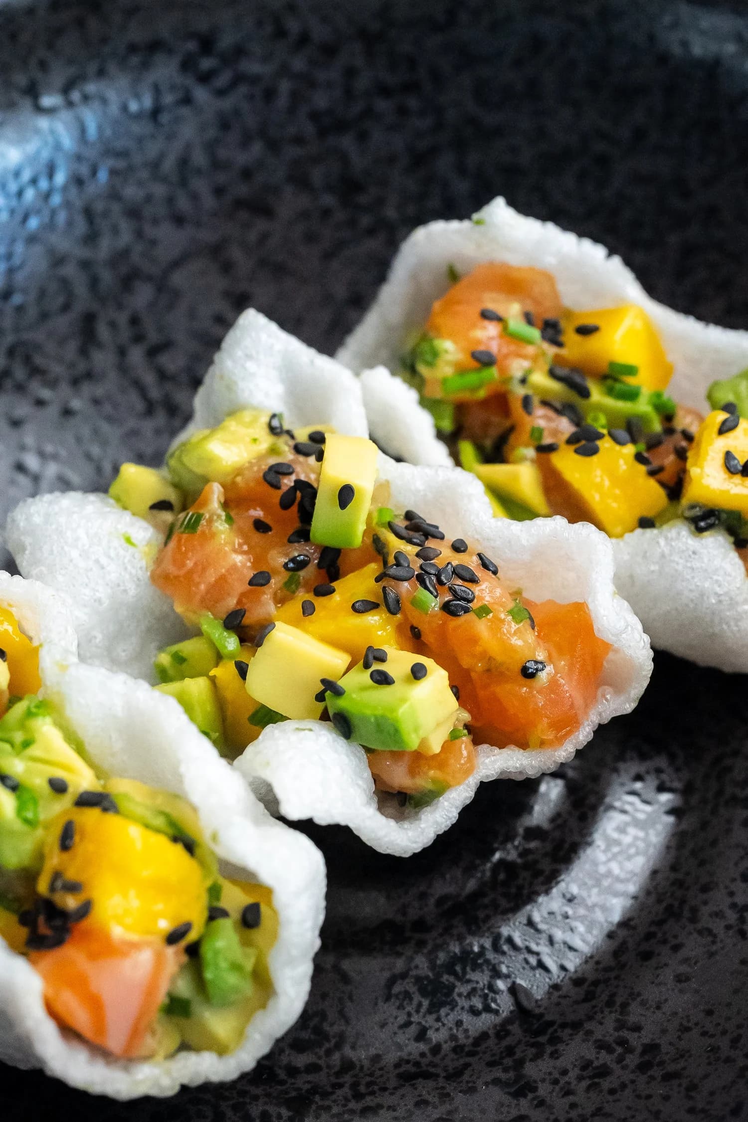Picture for Avocado, Mango, and Salmon with Crispy Rice Chips