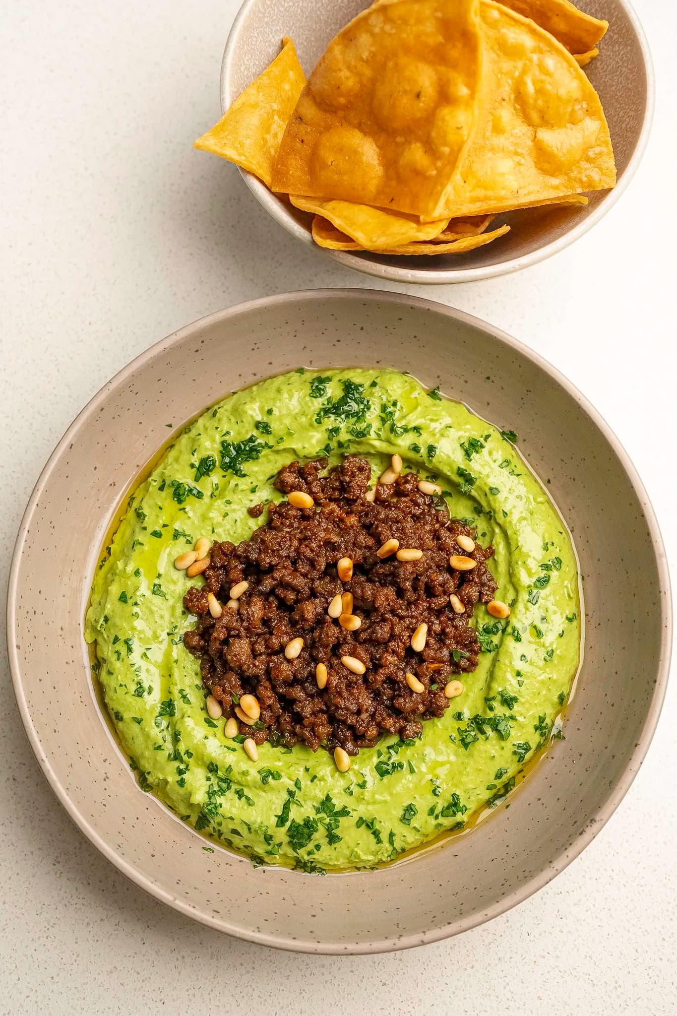 Picture for Green Hummus, Beef, and Tortilla Chips