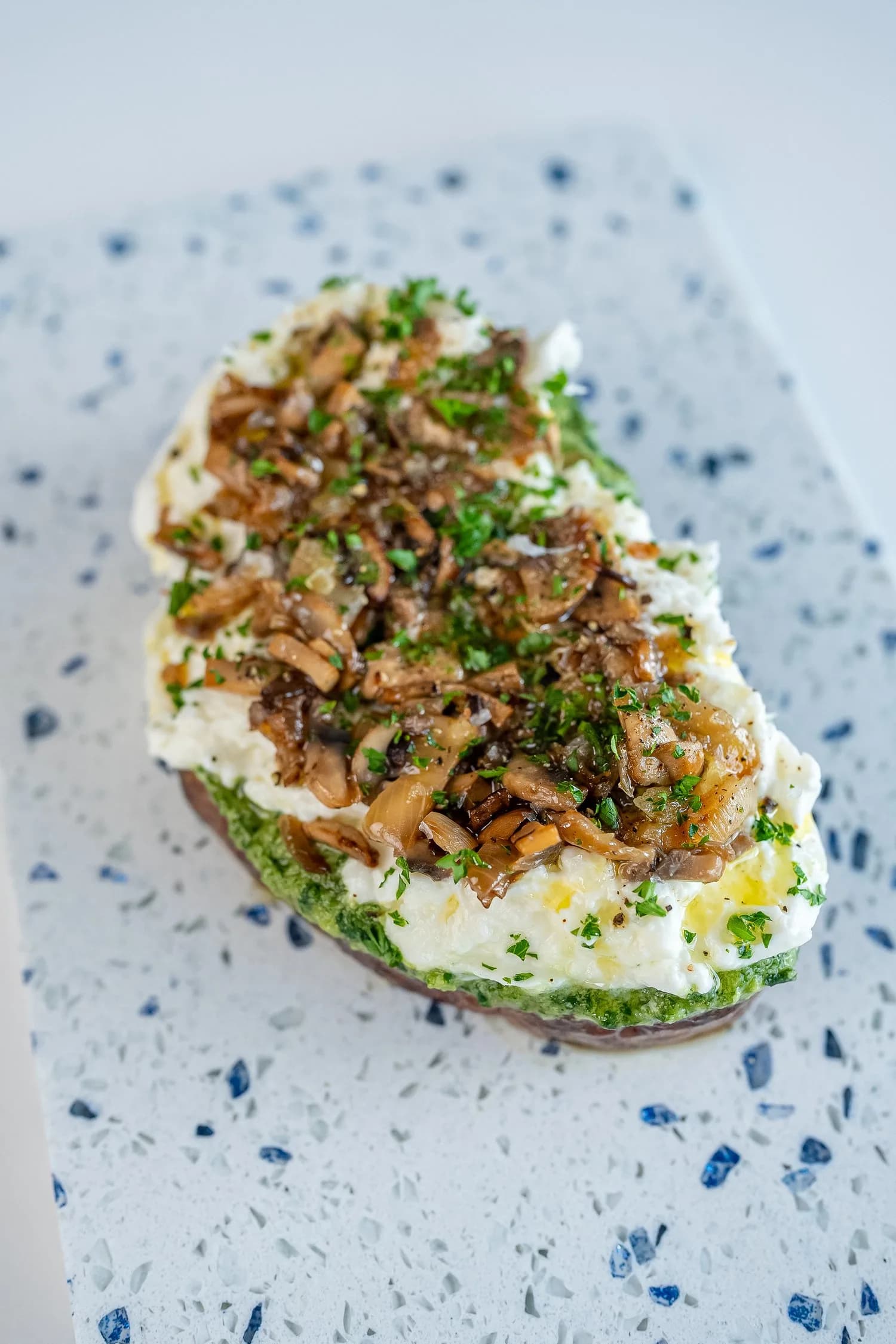 Picture for Pesto, Mushrooms & Burrata Toast
