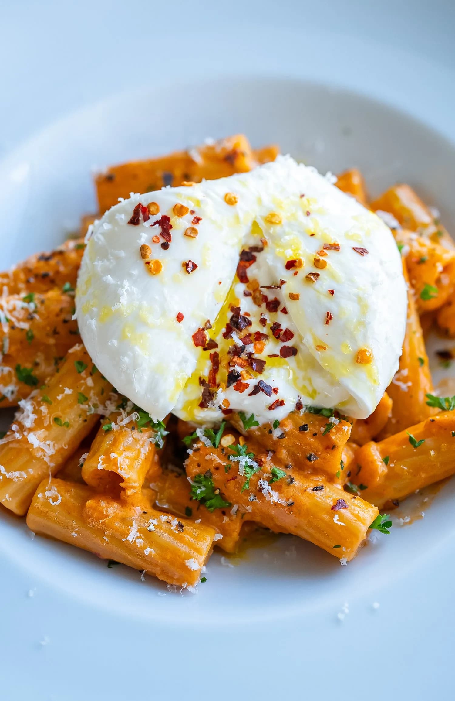 Picture for Creamy Vodka Tortiglioni & Burrata