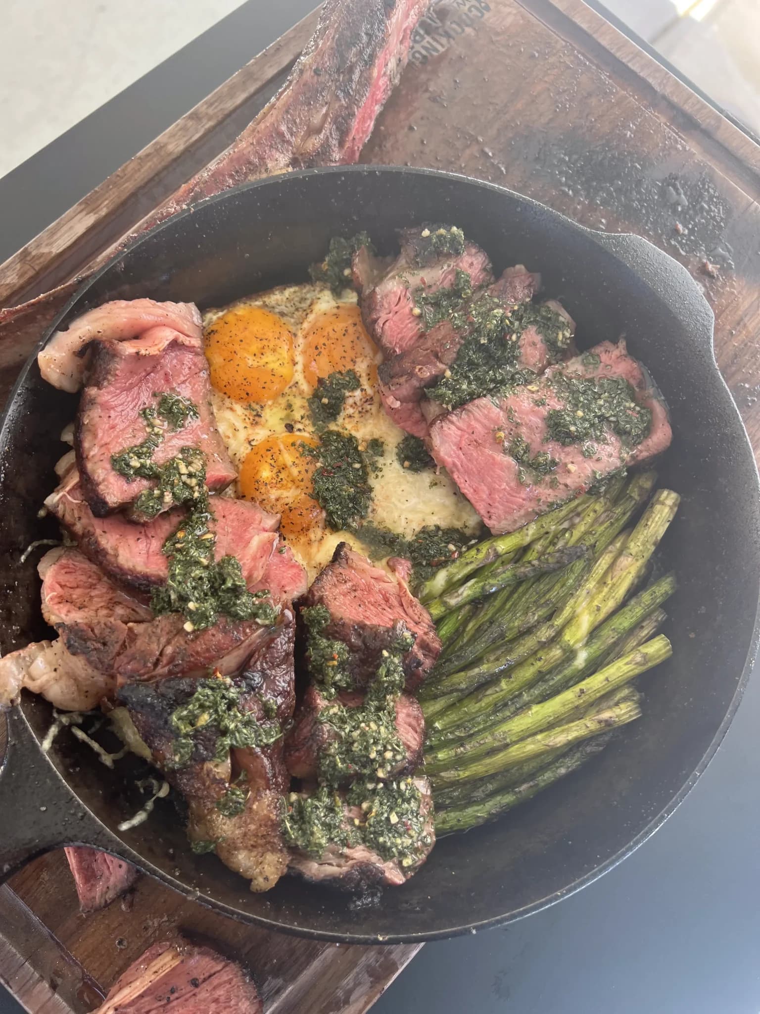 Picture for Grilled tomahawk steak W/ Eggs and Asparagus