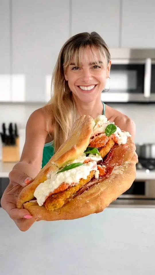 Picture for Folded Pizza Sandwich with Crispy Chicken Cutlets, Prosciutto, Mozzarella, Burrata, Hot Honey, and Parm