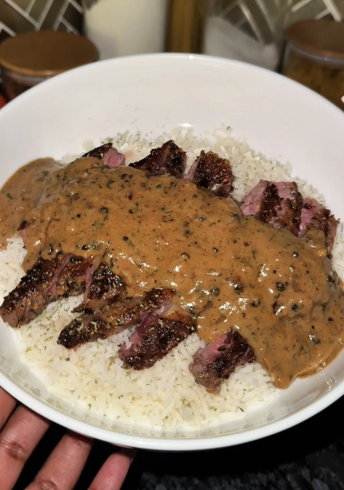 Picture for Steak with Peppercorn sauce 