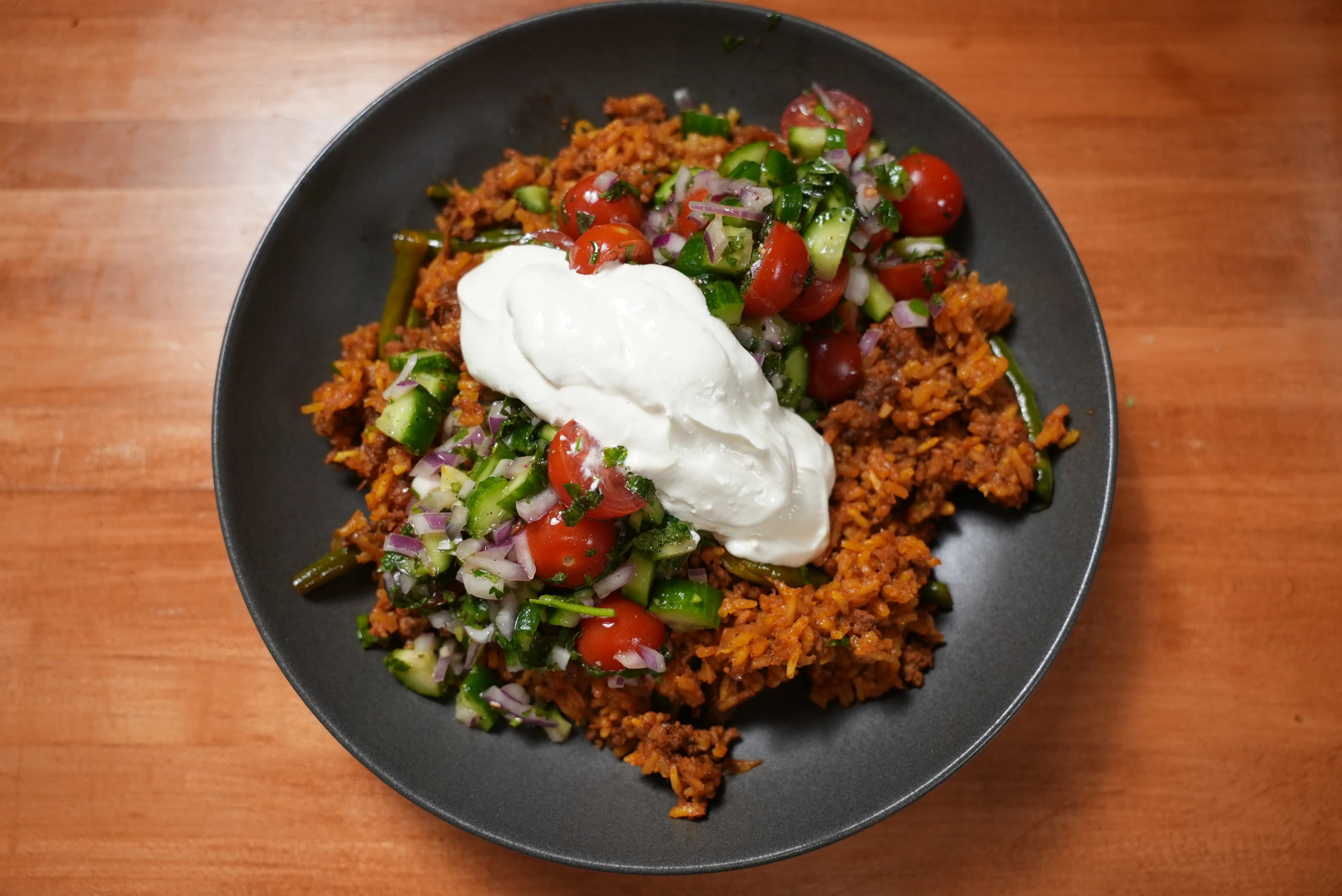 Picture for One-Pot Ground Beef Rice with Shirazi Salad and Garlicky Labneh