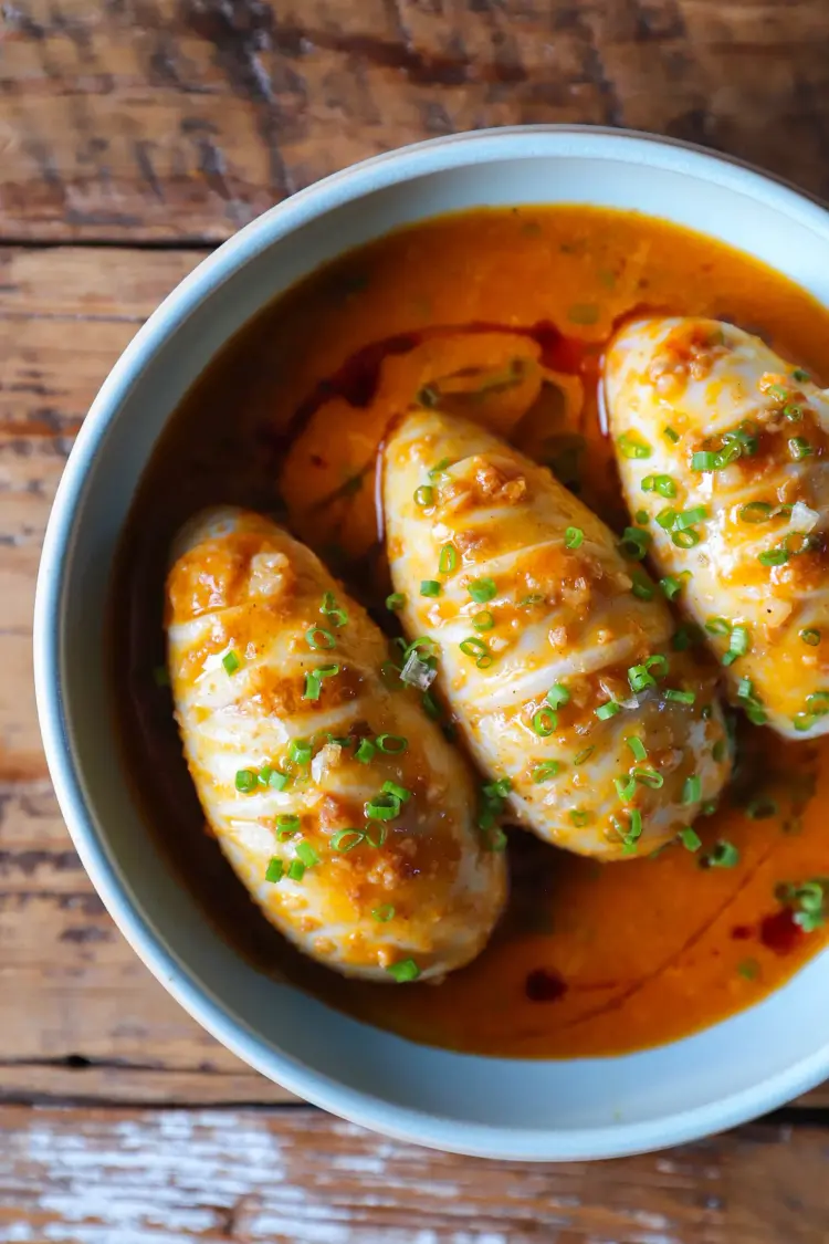 Picture for Chorizo Risotto–Stuffed Squid with Sobrasada Butter