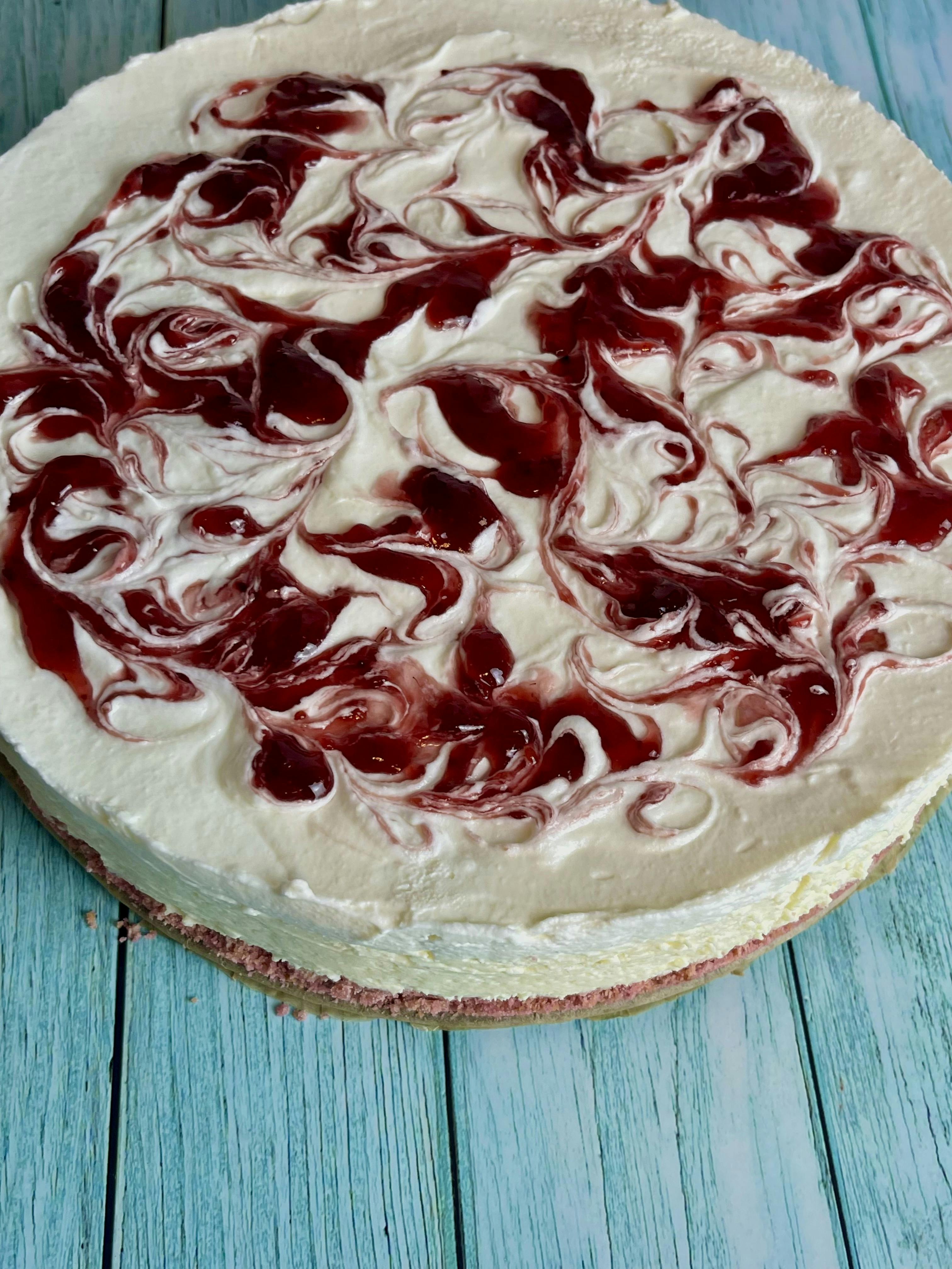 Picture for White Chocolate and Raspberry swirl Cheese cake 